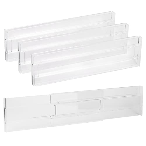 awagas 4er-Pack Schubladentrenner, Transparente Kunststoff-Schubladentrenner, Verstellbare Schubladen-Organizer, 10,8"-20,5" erweiterbarer Schubladen-Organizer für Kleidung Cover