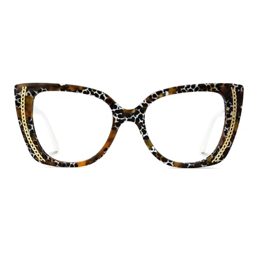 Image of Zeelool Cat Eye Blue Light Blocking Glasses Acetate Frame Women Eyeglasses JGM182863-02 Leopard, Medium