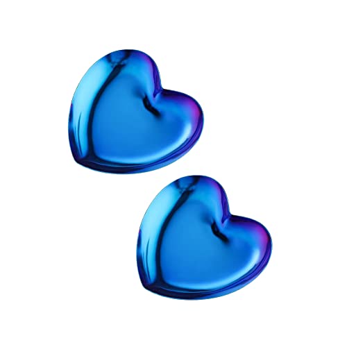 AKOAK Bandeja de joyería de acero inoxidable con forma de corazón nórdico, bandeja de almacenamiento para collar, anillo, bandeja de postre de frutas, decoración del hogar (azul cielo)