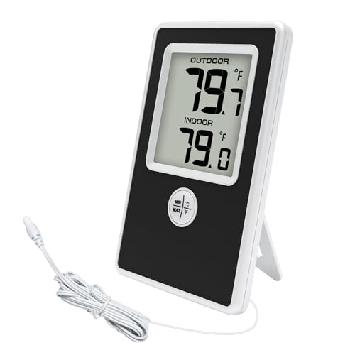 Urageuxy Indoor Outdoor Thermometer Wired, Digital Room Temperature Monitor with