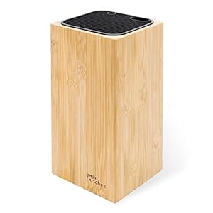 Joejis porta coltelli cucina con fessure per forbici e asta di affilatura ceppo coltelli universale in bambù ceppo coltelli legno facile da pulire senza coltelli