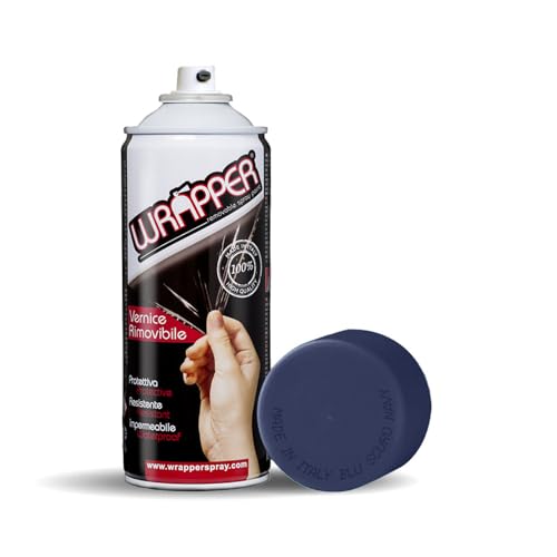 4R Quattroerre.it 16435 Wrapper Spray Blu Scuro Navy Opaco | Vernice Removibile per Carrozzeria | Pellicola Spray Protettiva UV e Anti-Graffio | Wrapping Liquido Made in Italy