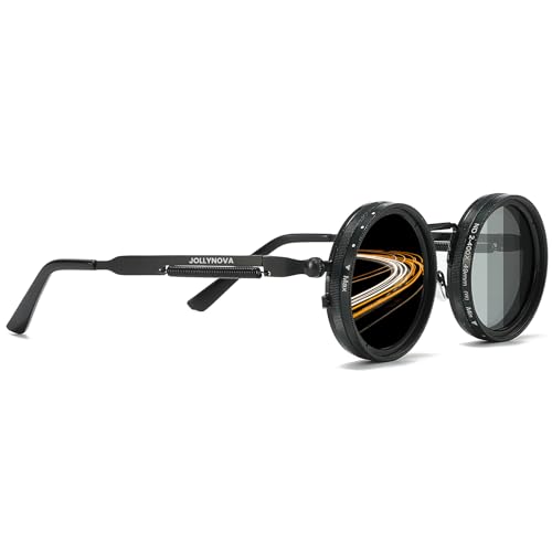 Adjustable Tint Sunglasses, 1-9 Gears Nightshift Glasses Retro Round Polarized Dimming Glasses ND Filter Lenses