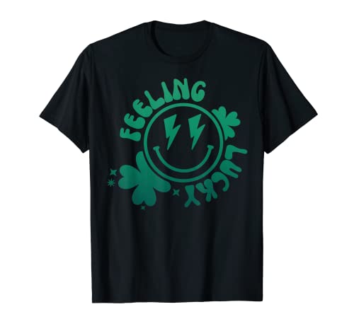 Trèfle irlandais vintage avec visage souriant pour la Saint Patrick T-Shirt