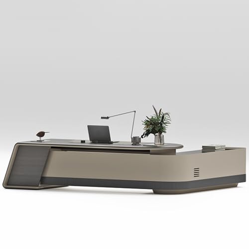 94" L-Shaped Executive Desk with Power Outlet and Drawer Cabinet, Large Office Desk Long Business Furniture Desk Home Office Workstation for Bedroom Executive Work Study Writing - Image 6