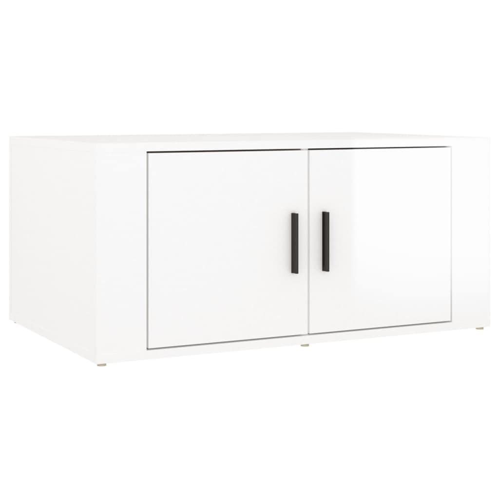 Homgoday Tavolino da caffè bianco lucido, 80 x 50 x 36 cm, in legno ingegnerizzato, tavolino da tè per soggiorno, sala d'accoglienza degli ospiti, camera da letto e mobili da ufficio