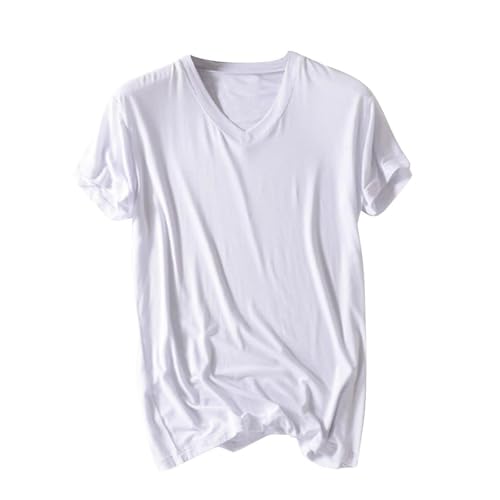 Men's Short Sleeve Crew Neck Shirt Pajama, Solid Cotton Loose Fit T-Shirt Casual Top, Relaxed Summer Unisex Sleepwear