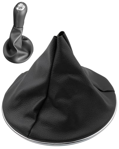 TPZORJX Funda para palanca de cambios de piel sintética compatible con 500, con anillo de fijación y funda de cambio con marco circular cromado