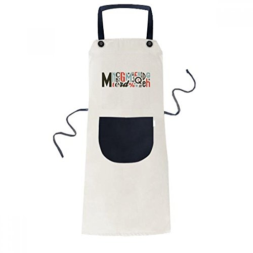 Tablier de cuisine imprimé lettres manuscrites bavoir pocket noir et beige pour adulte - 2