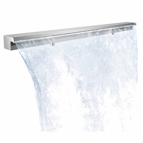 Fontaine à cascade jet d'eau fluide et lames régulières en inox noir
