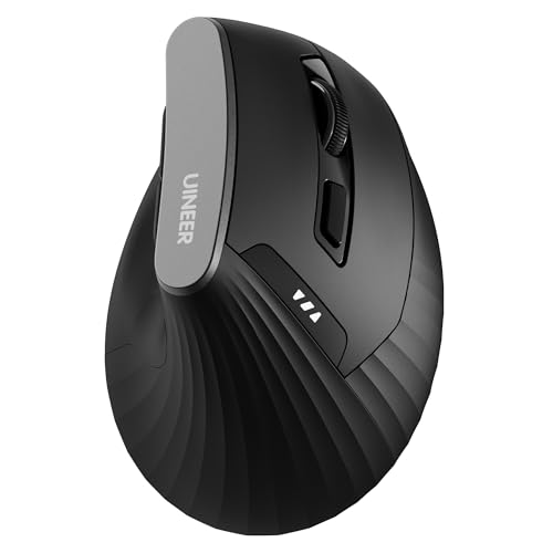 Uineer Souris Ergonomique sans Fil, Verticale Bluetooth Souris (BT5.0/4.0/2.4G), DPI à 4 Niveaux, Confort et la Réduction de la Fatigue du Poignet, Idéale...