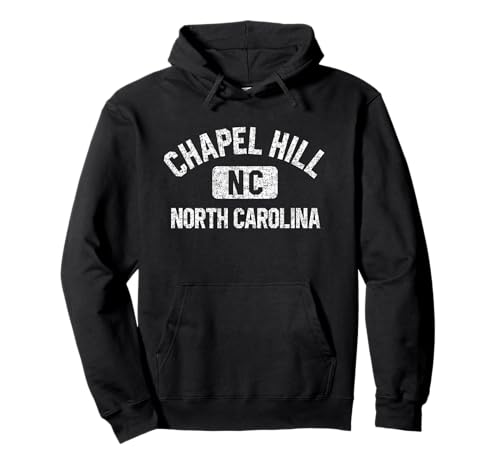 Chapel Hill NC Gym Distressed White Pullover Hoodie