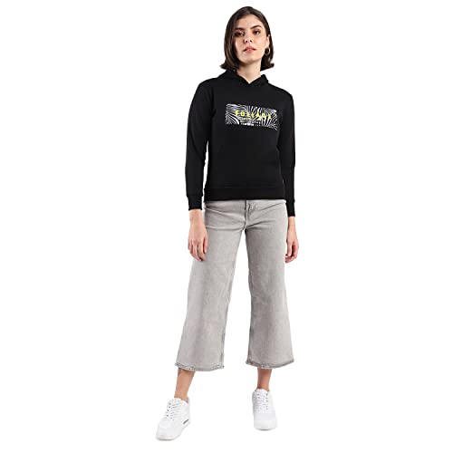 Image of PINACOLADA Women's Cotton Solid Printed Sweatshirt with Hoodie, Regular Fit for Casual Wear Full Sleeve Sweatshirt Crafted with Comfort Fit and High-Performance for Everyday Wear