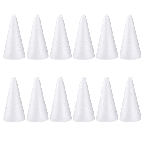 Holibanna 12pcs Foam Cones 14.4Cm Polystyrene Cone for Christmas Diy Craft