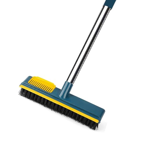 Boden-Scheuerbürste, Teleskopgriff, 2-in-1, Schaberbürste, steife Borsten, Duschschrubber für die Reinigung von Terrasse, Badezimmer, Garage, Küche, Wand, Deck, Wanne, Fliesen