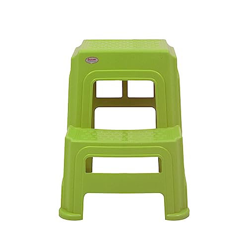 Image of Oaknest Unboxing Furniture Supreme 2-Step HeavyDuty Plastic Multi Purpose Stool for Home,Office and Kitchen Use (Color: Mehndi Green|Count: 4 Pc)