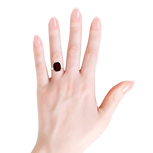 Angara Natural Garnet Solitaire Ring For Women, Girls In 14K Yellow Gold (Grade-A | Size-12X10Mm) | January Birthstone Jewelry Gift For Her | Birthday | Wedding | Anniversary | Engagement #TOP3