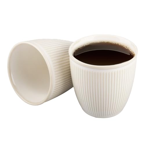 duisoad 2 Stück Espressotassen Tassen aus Keramik Ohne Henkel Espressotassen aus Keramik für Kaffee, Getränke, Stapelbar und Spülmaschinenfest