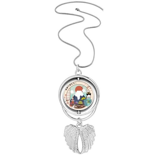 Pendentif volcan japonais ailes d'ange rotatives en argent ciselé bijou d'exception