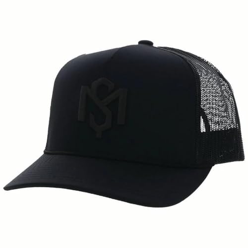 HOOEY Shad Mayfield Trucker Hat - High Profile Adjustable Snapback Hat - Outdoor, Casual, Hiking, Baseball Cap for Men and Women, Breathable Mesh Side, Retro Classic Adjustable Fit - Black/Black