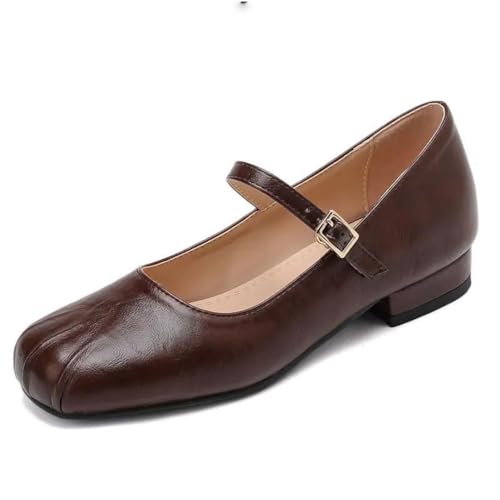 DBFBDTU Female Vintage Flats Square Toe Buckle Strap Plus Size Soft Daily Leisure Shoes2