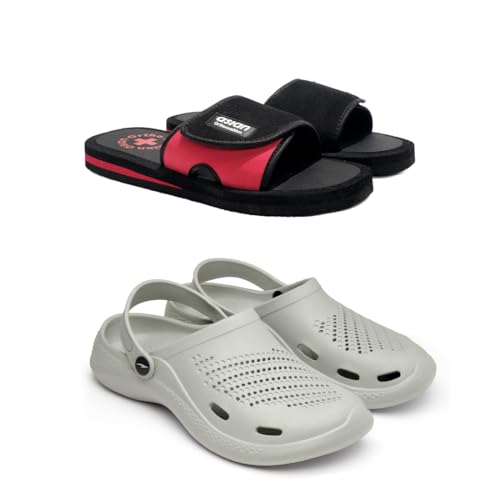 Image of ASIAN Men's Combo Casual Walking Daily Used Clogs & Fabrication Slipper with Lightweight Design Clog & Slippers For Men's & Boy's