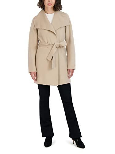 Image of TAHARI Women's Double-faced Luxury Soft Wool Blend Peacoat- Wrap Wool Coat With Removable Belt