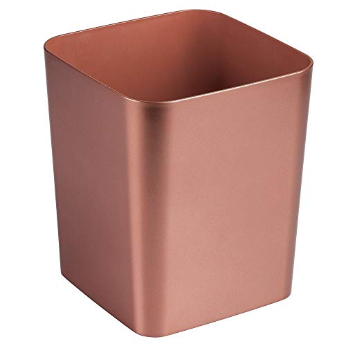 mDesign Square Shatter-Resistant Plastic Small Trash Can Wastebasket, Garbage Container Bin for Bathrooms