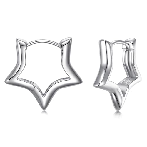 925 Sterling Silver Star Earrings Cute Small Hoop Earrings for Women Hypoallergenic Sleeper Earrings Cartilage Star Jewelry Gifts