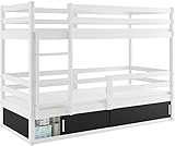 1. Etagenbett BINGO 190x80cm aus Kiefernholz. Mit Lattenroste und Schaumstoffmatratzen mit Höhe von 7cm. Bei den Fragen können Sie eine Anfrage schreiben amazon@interbeds.de oder 004915257525118