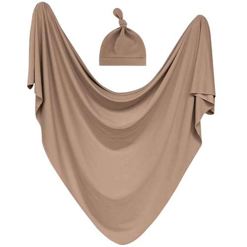 Image of Newborn Receiving Nursery Blanket Baby Swaddle Wrap with Hat Sets