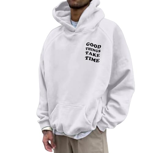 Sweat à capuche pour hommes imprimé blanc pull streetwear ample et confortable L - 2