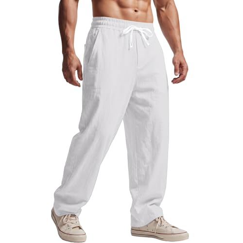 Pantalon léger homme en mélange respirant à boutons élégants