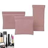 TRAVEL MAKEUP BAG, PU LEATHER MAKEUP POUCH, SELF-CLOSING COSMETIC ORGANIZER, PORTABLE MAKEUP BAG, MULTIFUNCTIONAL MAKEUP POUCH, COSMETIC ACCESSORIES...