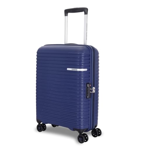 Image of American Tourister Liftoff+ | Small Size Cabin Trolley Bag (55 cm) for Travel | 360 8 Wheel Travel Luggage | Hard Case Polypropylene (PP) Suitcase | Mounted TSA Lock | Midnight Blue