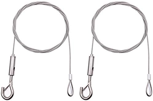 2 Pack 2m Φ2mm Picture Hanging Wire Heavy Duty Kit with Hook and Loop, for Picture, Mirror, Curtain, Hold 40KG