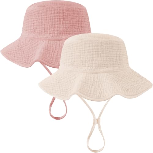 Image of Muslin Baby Sun Hat Sun Protection Baby Toddler Bucket Hats for Boys Girls