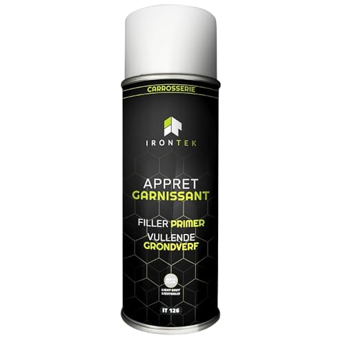 Apprêt Garnissant Carrosserie Gris clair 500ml - IRONTEK | IT126 | Mono-Composant Sans Primaire | Séchage Rapide Ponçage Facile | Auto & Moto | Formule...