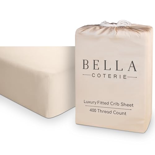 Image of Bella Coterie Luxury Bamboo Crib Sheet | Organically Grown | Ultra Soft | Cooling for Better Sleep | Deep Pocket Fitted Sheet for Crib & Toddler Mattress | Viscose Made from Bamboo [Champagne]