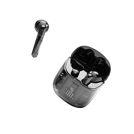 JBL Tune 225TWS Ghost-version trådlösa snäckhörlurar med laddningsfodral och upp till 25-timmars speltid, i svart