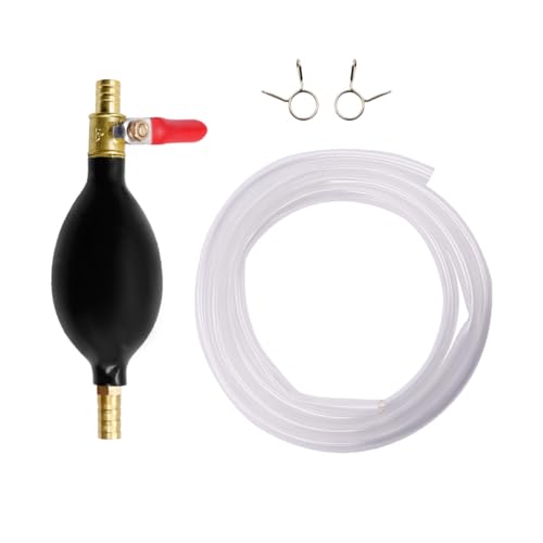 GAOLAOSY Gasoline Siphon Hose Pump, Manual Fuel Transfer Pump with 6.5FT PVC Gas Siphon Hose & Rubber Ball, Portable Hand Sucker Pump for Water Gasoline Oil Petrol Diesel Exchange (10MM)