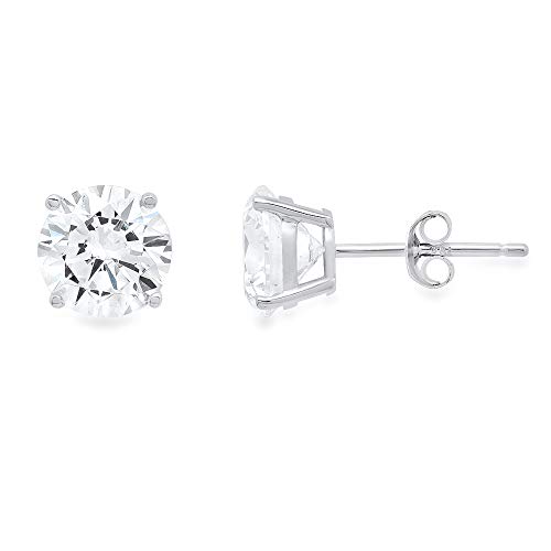 1.0 ct Round Cut ideal VVS1 Conflict Free Gemstone Solitaire White Lab Created Sapphire Designer Stud Earrings Solid 14k White Gold Push Back 1.0 ct Round Cut ideal VVS1 Conflict Free Gemstone Solitaire White Lab Created Sapphire Designer Stud Earrings Solid 14k White Gold Push Back