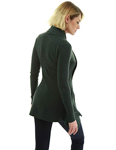 Amélieboutik Women Buckle Braid Front Cardigan (Dark Green Medium) #TOP4