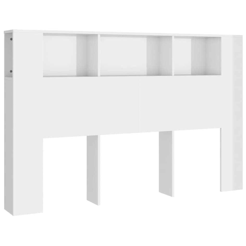 vidaXL Mueble Cabecero Armario de Cama con Almacenaje Pared Dormitorio Estantería Habitación Libros Decoraciones Blanco Brillante 160x18,5x104,5 cm