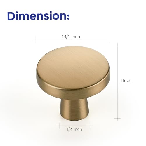 Image of Ravinte 20 Pack Solid Single Hole Kitchen Round Cabinet Knobs Champagne Bronze Pulls Drawer Knobs Kitchen Cabinet Hardware Handles