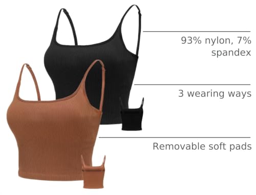 Image of Chilylori Seamless Sports Bra Cropped Tank Top with Adjustable Strap 2 Pack