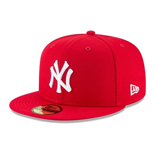 New Era Mens MLB Basic NY Yankees 59fifty Fitted Cap, Scarlet, 7 3/8