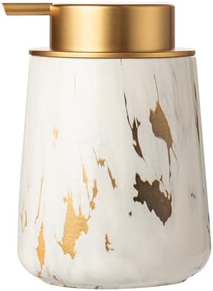 Enra Ceramic Gold Soap Dispenser,12 oz Marble Lotion Dispenser Ba...