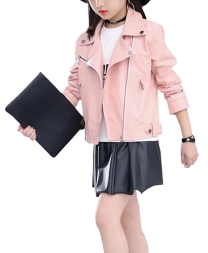 Girls Collar Motorcycle Leather Coat Jacket Children's Soft Leather Jackets Outerwear Slim Tops2