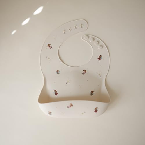 Image of mushie Silicone Baby Bib | Adjustable Fit Waterproof Bibs (Fairy Mice)
